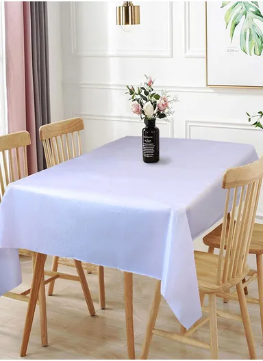 Waterproof &amp; Easy To Wash PEVA Tablecloth For Dining Table (L140 x W180)cm- Light Purple