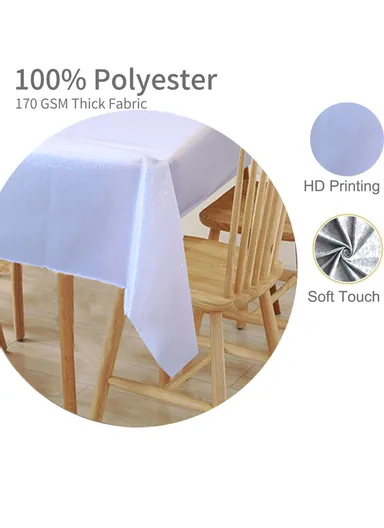 Waterproof &amp; Easy To Wash PEVA Tablecloth For Dining Table (L140 x W180)cm- Light Purple