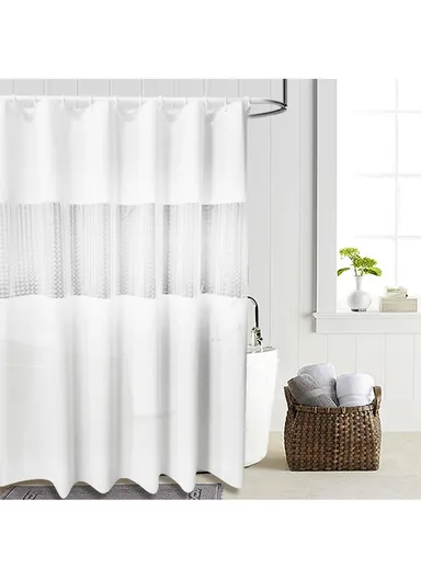 180x200cm PEVA Spliced Shower Curtain For Bathrooms - White 