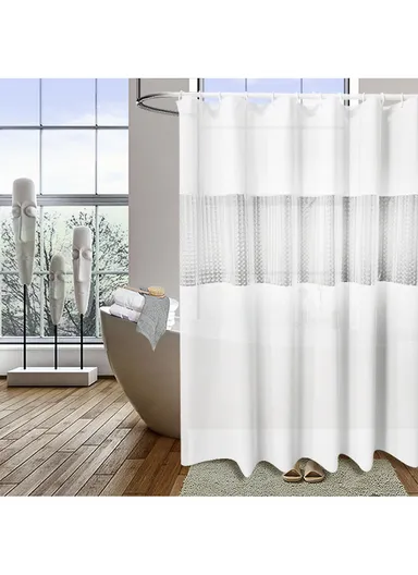 180x200cm PEVA Spliced Shower Curtain For Bathrooms - White 