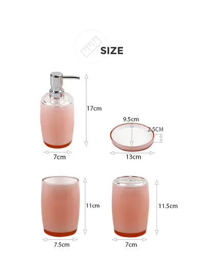 4-Pcs Modern Luxury Acrylic Bathroom Accessories Set, Soap Dish, Tumbler, Toothbrush Holder &amp; Soap Dispenser JS10066-4 - White