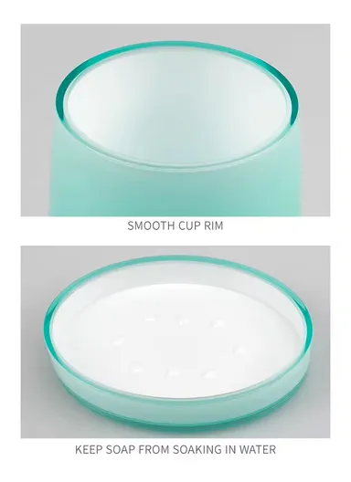 4-Pcs Modern Luxury Acrylic Bathroom Accessories Set, Soap Dish, Tumbler, Toothbrush Holder &amp; Soap Dispenser JS10066-4 - White