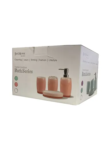 4-Pcs Modern Luxury Acrylic Bathroom Accessories Set, Soap Dish, Tumbler, Toothbrush Holder &amp; Soap Dispenser JS10066-4 - White