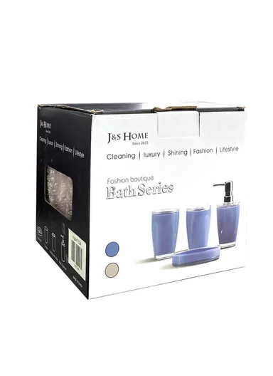 4-Pcs Modern Luxury Acrylic Bathroom Accessories Set, Soap Dish, Tumbler, Toothbrush Holder &amp; Soap Dispenser - Pink