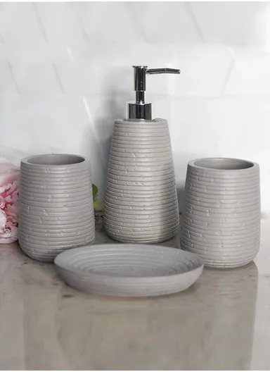 4Pcs Countertop Organizing Resin Bathroom Accessories Set - Grey 