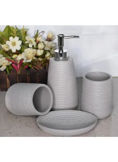 4Pcs Countertop Organizing Resin Bathroom Accessories Set - Grey 