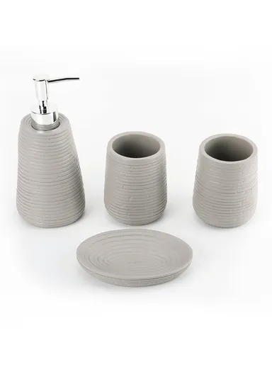 4Pcs Countertop Organizing Resin Bathroom Accessories Set - Grey 