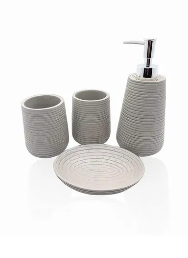 4Pcs Countertop Organizing Resin Bathroom Accessories Set - Grey 