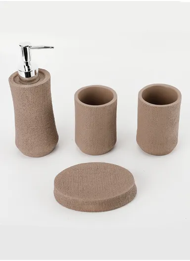 4Pcs Countertop Organizing Resin Bathroom Accessories Set - Coffee