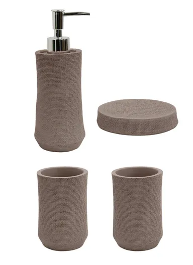 4Pcs Countertop Organizing Resin Bathroom Accessories Set - Coffee