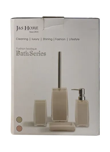 4-Pcs Modern Bathroom Accessories Set Lotion Bottle, Mouthwash Cup, Soapbox &amp; Toilet Brush JS10039 - Purple