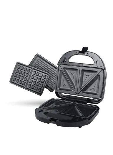 800W Plastic 3 In 1 Non-Stick Coating Sandwich Maker With 3 Plates For Waffle Grill &amp; Toast Sandwich DH-07610