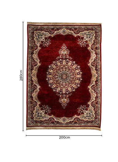 (200x280)cm Iranian Silk Carpet Unveiled - Red