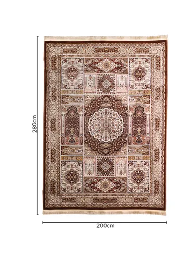 (200x280)cm Iranian Silk Carpet Unveiled - Beige