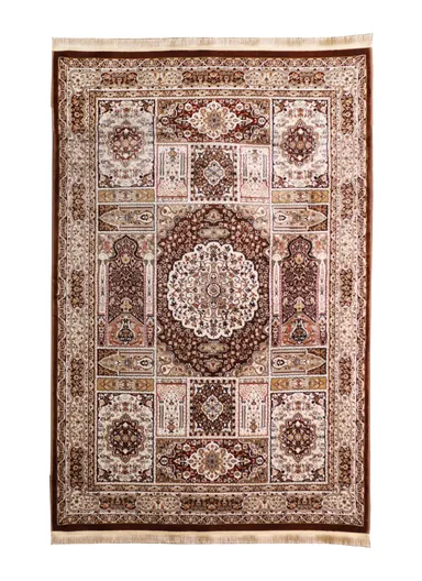 (250x350)cm Iranian Silk Carpet Unveiled - Beige