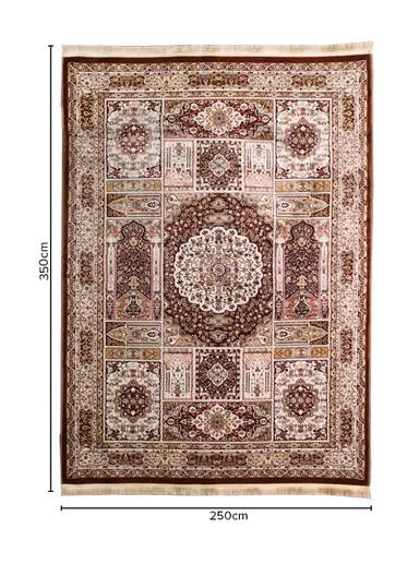 (250x350)cm Iranian Silk Carpet Unveiled - Beige