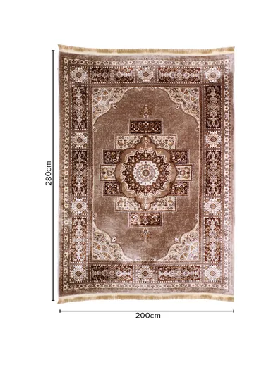 (200x280)cm Iranian Silk Carpet Unveiled - Beige