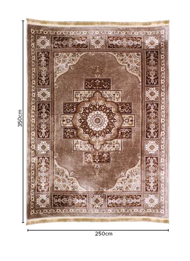 (250x350)cm Iranian Silk Carpet Unveiled - Beige