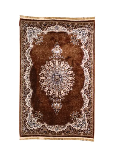 (200x280)cm Iranian Silk Carpet Unveiled - Brown