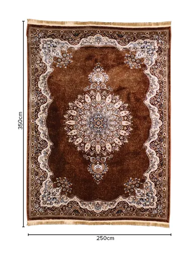(250x350)cm Iranian Silk Carpet Unveiled - Brown