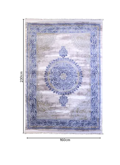 (160x230)cm Timeless Allure of French Wool Thread Carpet - Beige/Blue