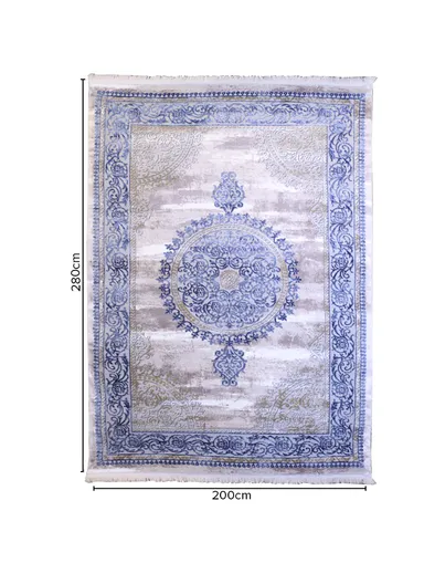 (200x280)cm Timeless Allure of French Wool Thread Carpet - Beige/Blue
