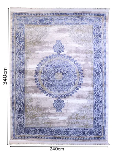 (240x340)cm Timeless Allure of French Wool Thread Carpet - Beige/Blue