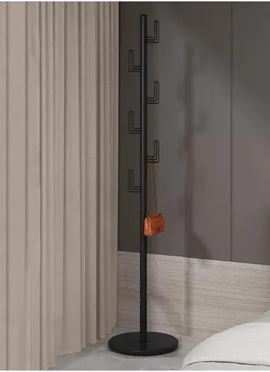 Cactus Design Sturdy Metal Coat Hanger with Round Marble Base &amp; 6 Independent Hooks (D32 x H170)cm - White