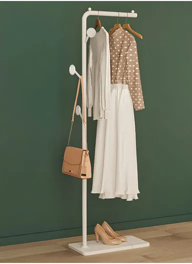 Metal Clothes Rack with 3 Hooks &amp; Slate Base For Living Room &amp; Bedroom (L25 x W45 x H170)cm - Black