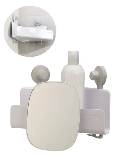 Plastic EasyStore Corner Shower Shelf With Removable Acrylic Mirror (D18 x W26.5 x H22)cm