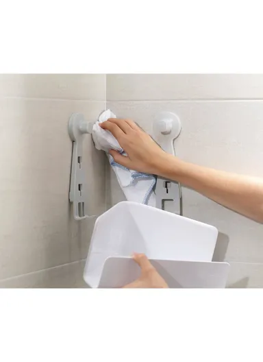 Plastic EasyStore Corner Shower Shelf With Removable Acrylic Mirror (D18 x W26.5 x H22)cm