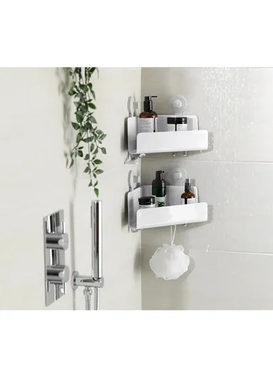 Acrylonitrile Butadiene Styrene EasyStore Corner Shower Caddy Shelf Draining 2 Packs (L18 x W26.5 x H45)cm