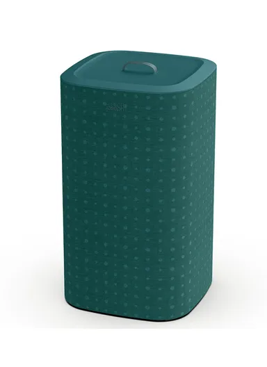 60L Cotton &amp; Polyester Dual Compartments Laundry Basket With Lid