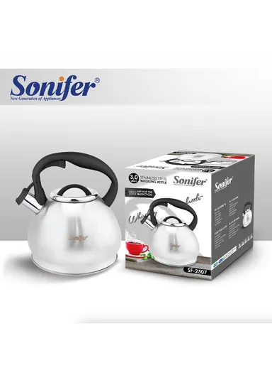 3L Stainless Steel Whistling Kettle SF-2507 (D18 x H24)cm - White