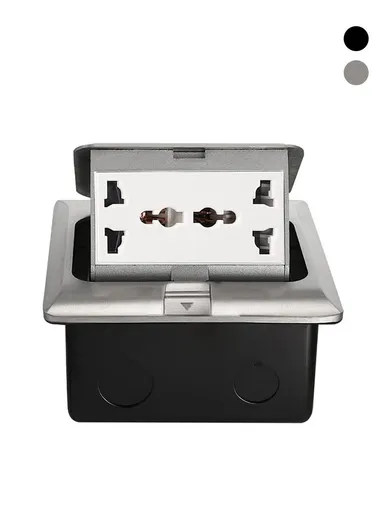 10A AC 250V Aluminum Alloy Floor Socket with 6 Hole Embedded Damping FS03 (L12 x W12 x H7)cm