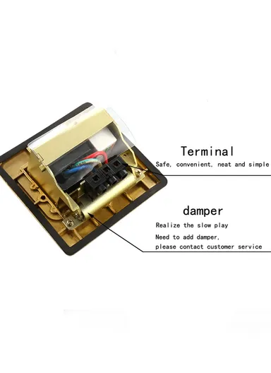 10A AC 250V Aluminum Alloy Floor Socket with 6 Hole Embedded Damping FS03 (L12 x W12 x H7)cm