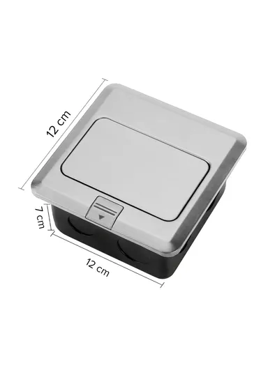 10A AC 250V Aluminum Alloy Floor Socket with 6 Hole Embedded Damping FS03 (L12 x W12 x H7)cm