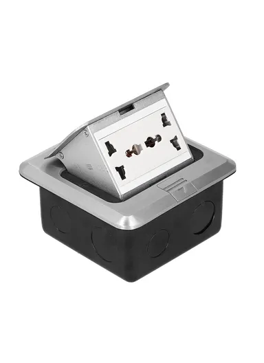 10A AC 250V Aluminum Alloy Floor Socket with 6 Hole Embedded Damping FS03 (L12 x W12 x H7)cm