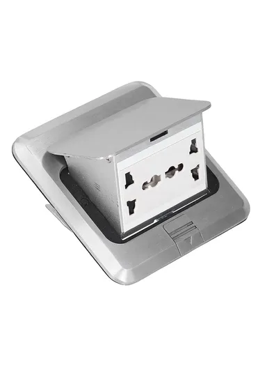 10A AC 250V Aluminum Alloy Floor Socket with 6 Hole Embedded Damping FS03 (L12 x W12 x H7)cm