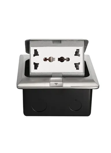 10A AC 250V Aluminum Alloy Floor Socket with 6 Hole Embedded Damping FS03 (L12 x W12 x H7)cm
