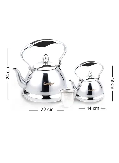 2Pcs 1L/3L Elegant Stainless Steel Whistling Kettles With Filter SF-2501