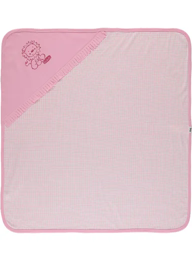 Baby Plaid Lion Blanket - Pink 