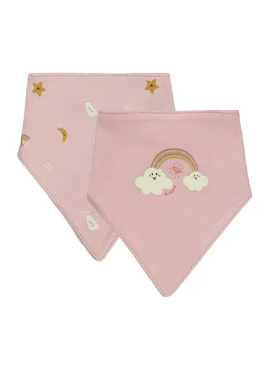 Baby Rainbow Printed 2 Pack Baby Bib - Light Powder