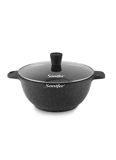 20cm 2.4L Wear-Resistant Non-Stick Granite Casserole SF-1122 (D20 x H10)cm - Black