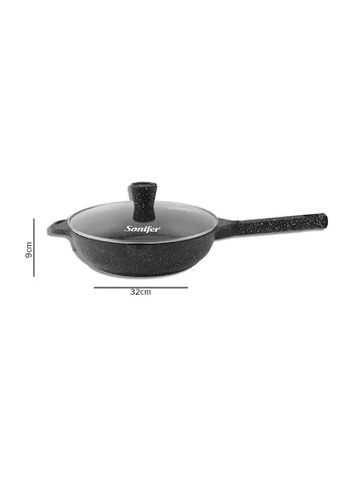32cm 5.4L Non-Stick Granite Deep Fry Pan With Lid SF-1124-32