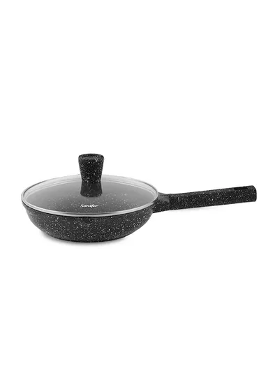 26cm 2.2L Heat-Resistant Non-Stick Granite Fry Pan With Glass Lid SF-1123-26 (D26 x H5)cm