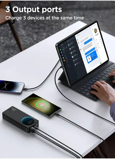 10000mAh 30W Portable Power Bank With USB to Type-C Cable JR-PBF01 (L11 x W6.4 x H2.5)cm - Black