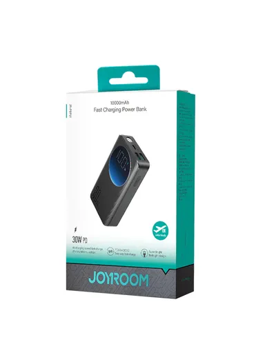 10000mAh 30W Portable Power Bank With USB to Type-C Cable JR-PBF01 (L11 x W6.4 x H2.5)cm - Black