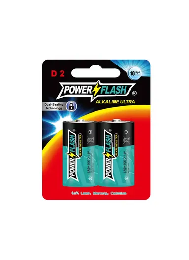2 Pcs 1.5V D Alkaline Batteries PF D-ALK-2B