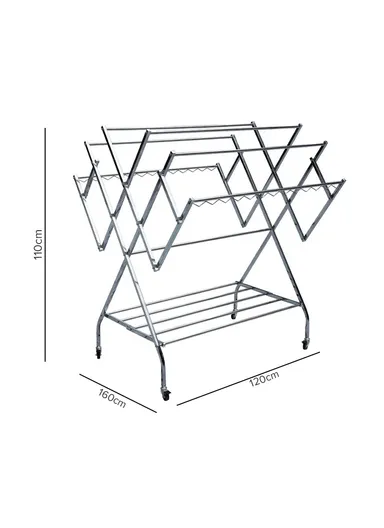 6 Poles Stainless Steel Movable Clothes Drying Rack Multi-Function Hanger Indoor &amp; Outdoor (L160 x W120 x H110)cm